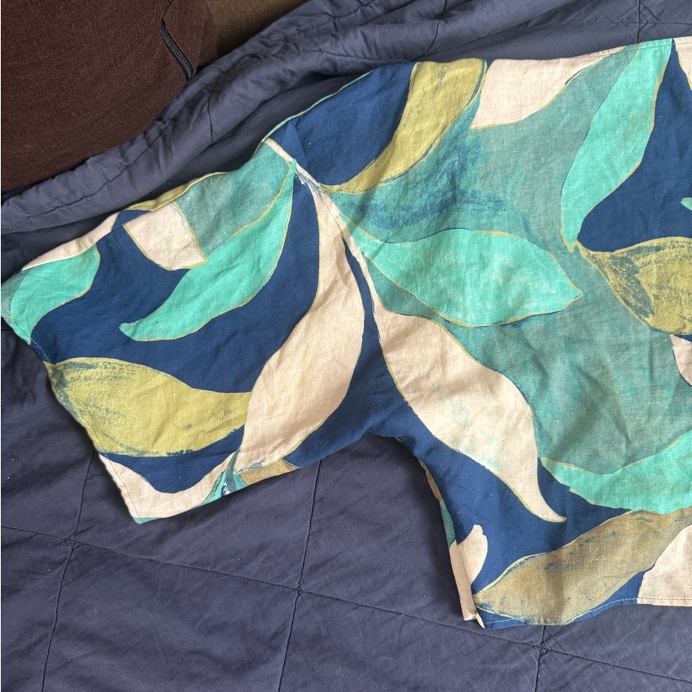 Zara Blue Multi Tropical Knot-Front V-Neck Top - Picture 10 of 11